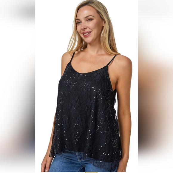 Women's Sequin Tank Tops Sleveless Sparkle Shimmer Camisole Cocktail Club Party - Picture 2 of 5